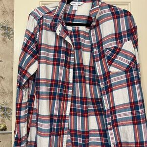 Red and Blue Plaid Button-Up Shirt